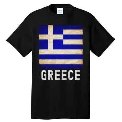 Vintage Greek Flag Distressed Greece Flag For Women Tall T-Shirt