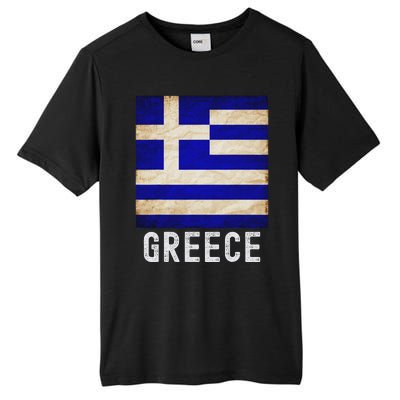 Vintage Greek Flag Distressed Greece Flag For Women Tall Fusion ChromaSoft Performance T-Shirt