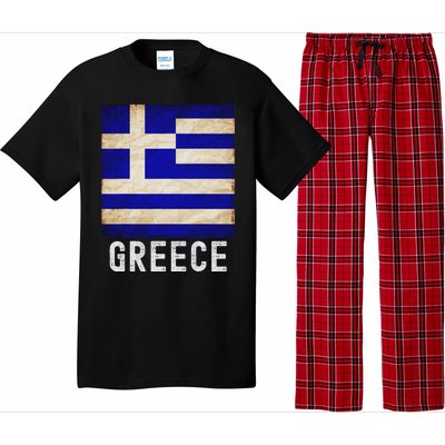 Vintage Greek Flag Distressed Greece Flag For Women Pajama Set