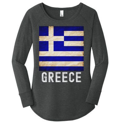 Vintage Greek Flag Distressed Greece Flag For Women Women's Perfect Tri Tunic Long Sleeve Shirt