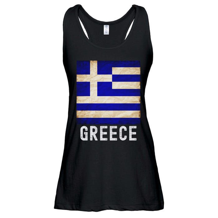 Vintage Greek Flag Distressed Greece Flag For Women Ladies Essential Flowy Tank