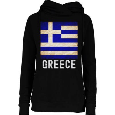 Vintage Greek Flag Distressed Greece Flag For Women Womens Funnel Neck Pullover Hood