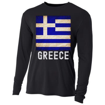 Vintage Greek Flag Distressed Greece Flag For Women Cooling Performance Long Sleeve Crew