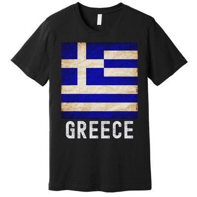 Vintage Greek Flag Distressed Greece Flag For Women Premium T-Shirt