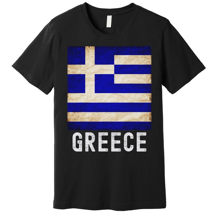 Vintage Greek Flag Distressed Greece Flag For Women Premium T-Shirt