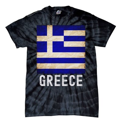 Vintage Greek Flag Distressed Greece Flag For Women Tie-Dye T-Shirt