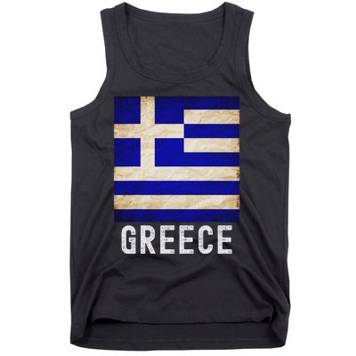 Vintage Greek Flag Distressed Greece Flag For Women Tank Top