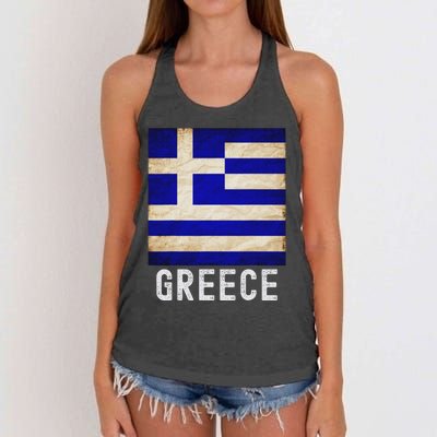 Vintage Greek Flag Distressed Greece Flag For Women Women's Knotted Racerback Tank