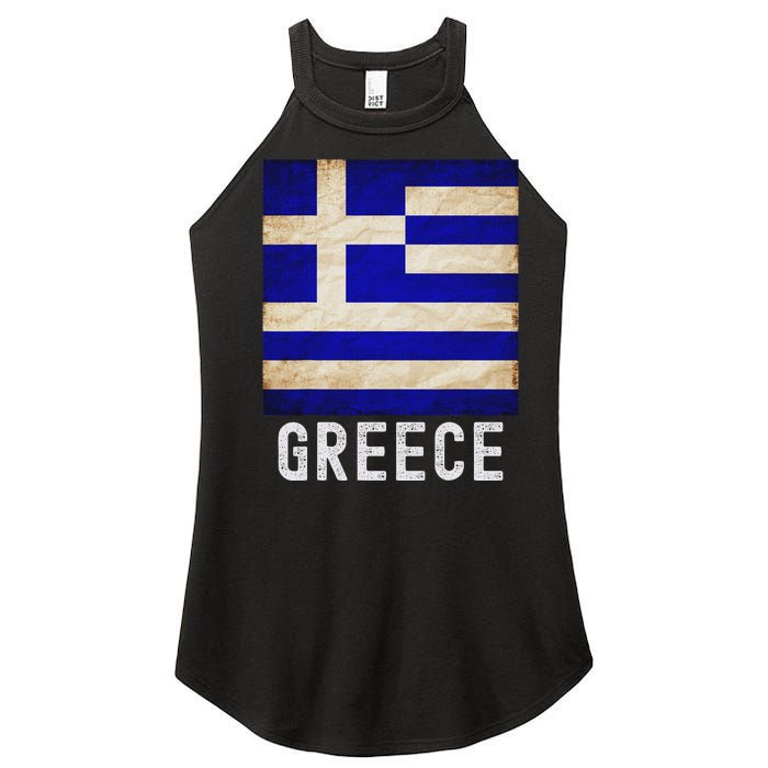 Vintage Greek Flag Distressed Greece Flag For Women Women's Perfect Tri Rocker Tank