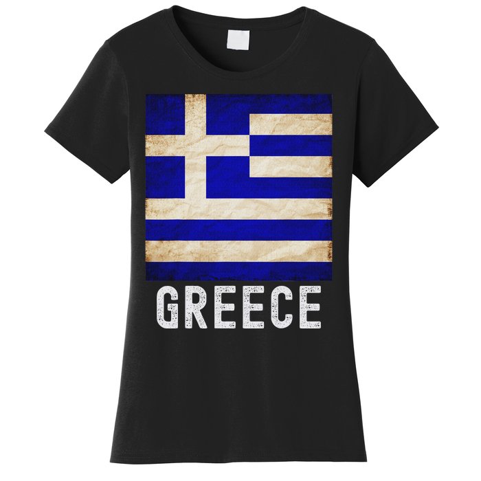 Vintage Greek Flag Distressed Greece Flag For Women Women's T-Shirt