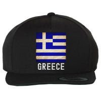 Vintage Greek Flag Distressed Greece Flag For Women Wool Snapback Cap