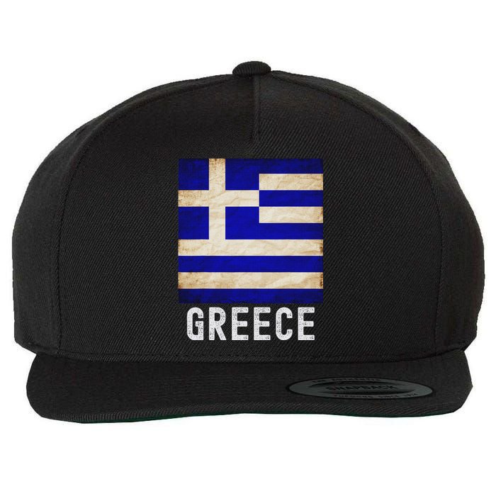 Vintage Greek Flag Distressed Greece Flag For Women Wool Snapback Cap