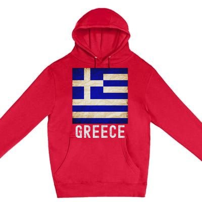 Vintage Greek Flag Distressed Greece Flag For Women Premium Pullover Hoodie