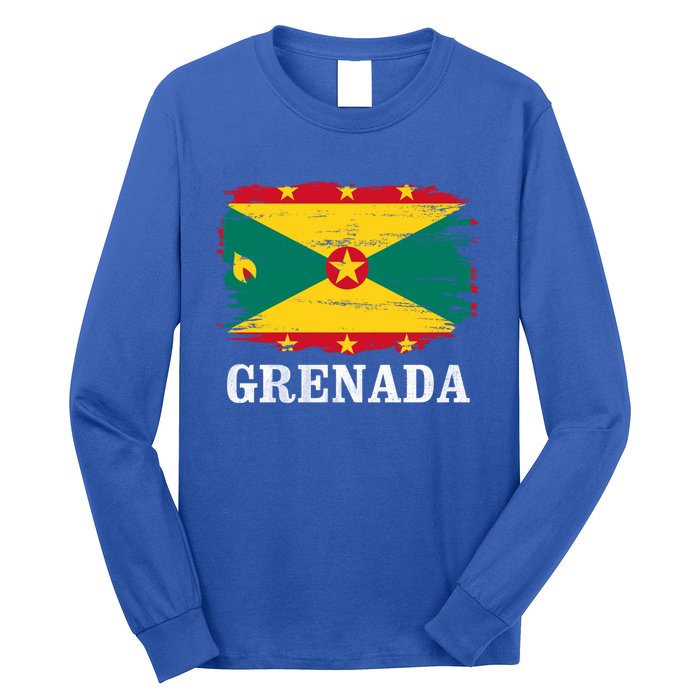 Vintage Grenada Flag For Grenadian Gift Long Sleeve Shirt