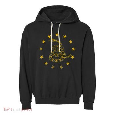 Vintage Gadsden Flag Snake Betsy Ross Flag 13 Stars Garment-Dyed Fleece Hoodie