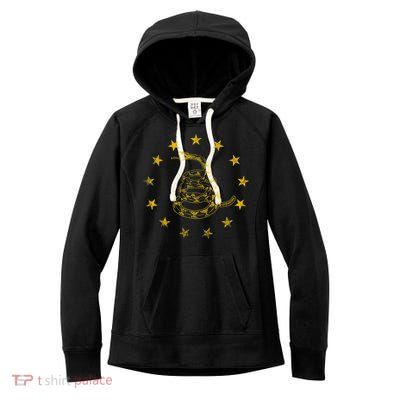 Vintage Gadsden Flag Snake Betsy Ross Flag 13 Stars Women's Fleece Hoodie