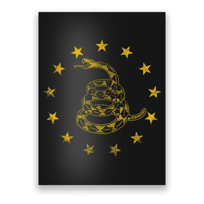Vintage Gadsden Flag Snake Betsy Ross Flag 13 Stars Poster