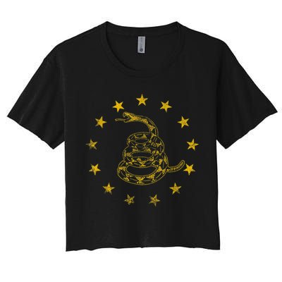Vintage Gadsden Flag Snake Betsy Ross Flag 13 Stars Crop Top