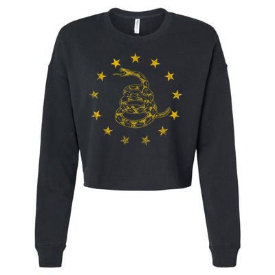 Vintage Gadsden Flag Snake Betsy Ross Flag 13 Stars Cropped Pullover Crew