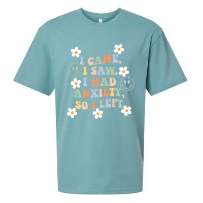 Vintage Groovy Face I Came I Saw I Had Anxiety So I Left Sueded Cloud Jersey T-Shirt