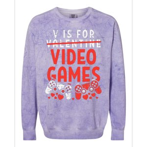 Video Games Funny Valentines Day Gamer Gift Colorblast Crewneck Sweatshirt