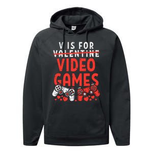 Video Games Funny Valentines Day Gamer Gift Performance Fleece Hoodie