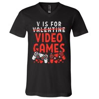 Video Games Funny Valentines Day Gamer Gift V-Neck T-Shirt