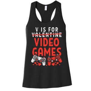 Video Games Funny Valentines Day Gamer Gift Women's Racerback Tank