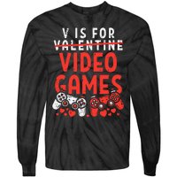 Video Games Funny Valentines Day Gamer Gift Tie-Dye Long Sleeve Shirt