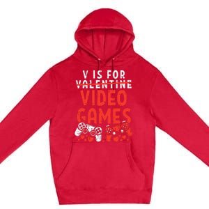 Video Games Funny Valentines Day Gamer Gift Premium Pullover Hoodie