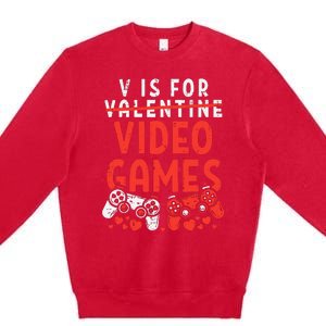 Video Games Funny Valentines Day Gamer Gift Premium Crewneck Sweatshirt