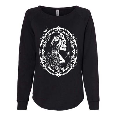 Victorian Gothic Frame Death Portrait With Skull And Spiders Womens California Wash Sweatshirt