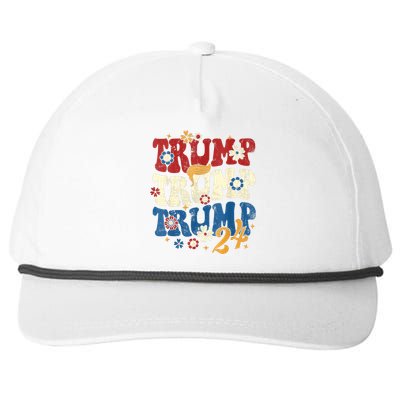 Vintage Groovy Flower Trump Trump Trump 2024 Vneck Snapback Five-Panel Rope Hat