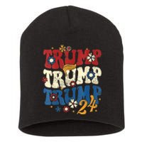 Vintage Groovy Flower Trump Trump Trump 2024 Vneck Short Acrylic Beanie