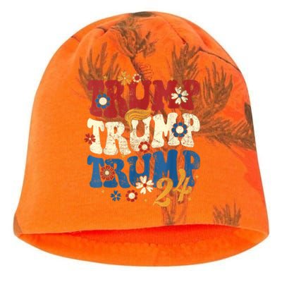 Vintage Groovy Flower Trump Trump Trump 2024 Vneck Kati - Camo Knit Beanie