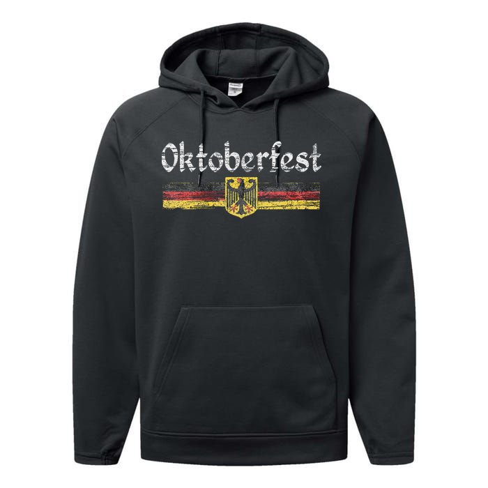 Vintage German Flag Oktoberfest German Beer Performance Fleece Hoodie