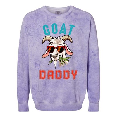 Vintage Goat Funny Daddy Cute Goat Sunglasses Farmer Family Colorblast Crewneck Sweatshirt