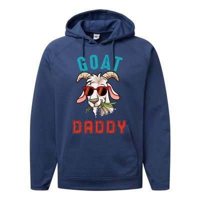 Vintage Goat Funny Daddy Cute Goat Sunglasses Farmer Family Performance Fleece Hoodie