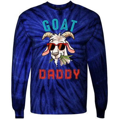 Vintage Goat Funny Daddy Cute Goat Sunglasses Farmer Family Tie-Dye Long Sleeve Shirt