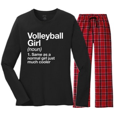 Volleyball Gifts For Teen Retro Vintage Heart Women's Long Sleeve Flannel Pajama Set 