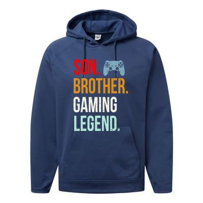 Vintage Gaming Gamer Brother Video Game Performance Fleece Hoodie