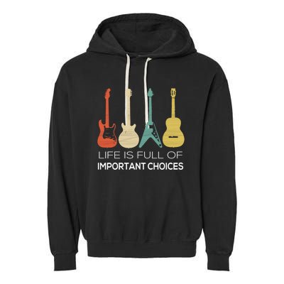 Vintage Guitar Gift Electric And Acoustic Garment-Dyed Fleece Hoodie