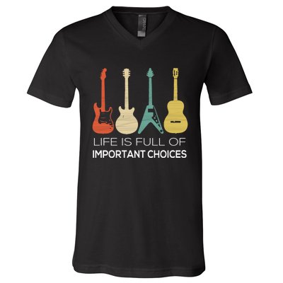 Vintage Guitar Gift Electric And Acoustic V-Neck T-Shirt