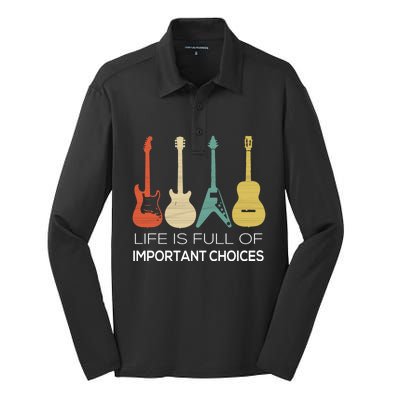 Vintage Guitar Gift Electric And Acoustic Silk Touch Performance Long Sleeve Polo