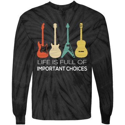 Vintage Guitar Gift Electric And Acoustic Tie-Dye Long Sleeve Shirt