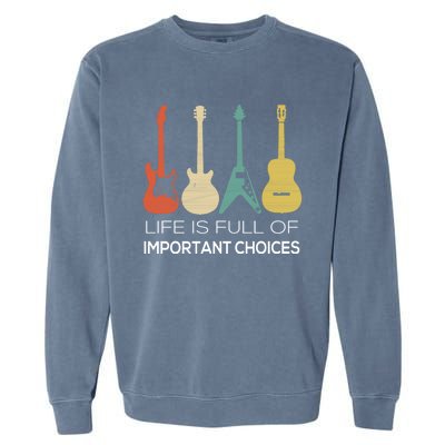 Vintage Guitar Gift Electric And Acoustic Garment-Dyed Sweatshirt