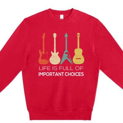 Vintage Guitar Gift Electric And Acoustic Premium Crewneck Sweatshirt