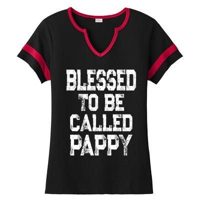 Vintage Grandpa Gift Grey Blessed To Be Called Pappy Cool Gift Ladies Halftime Notch Neck Tee