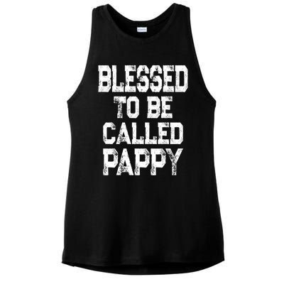 Vintage Grandpa Gift Grey Blessed To Be Called Pappy Cool Gift Ladies PosiCharge Tri-Blend Wicking Tank