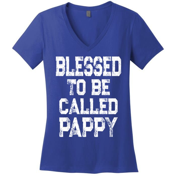 Vintage Grandpa Gift Grey Blessed To Be Called Pappy Cool Gift Women's V-Neck T-Shirt